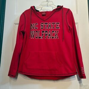 NC State Wolfpack Red Pullover Hoodie V-Neck Kangaroo Pocket Academia
